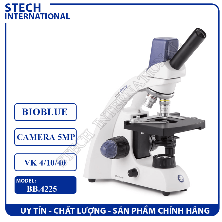 Kính hiển vi sinh học có camera 5Mp tích hợp Euromex Hà Lan BB.4225