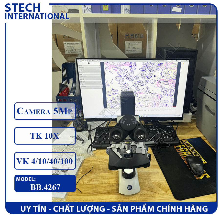 Kính hiển vi sinh học camera 5Mp tích hợp Euromex Hà Lan BB.4267
